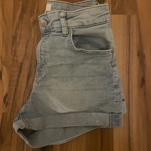 H&M. Light blue high waisted shorts.